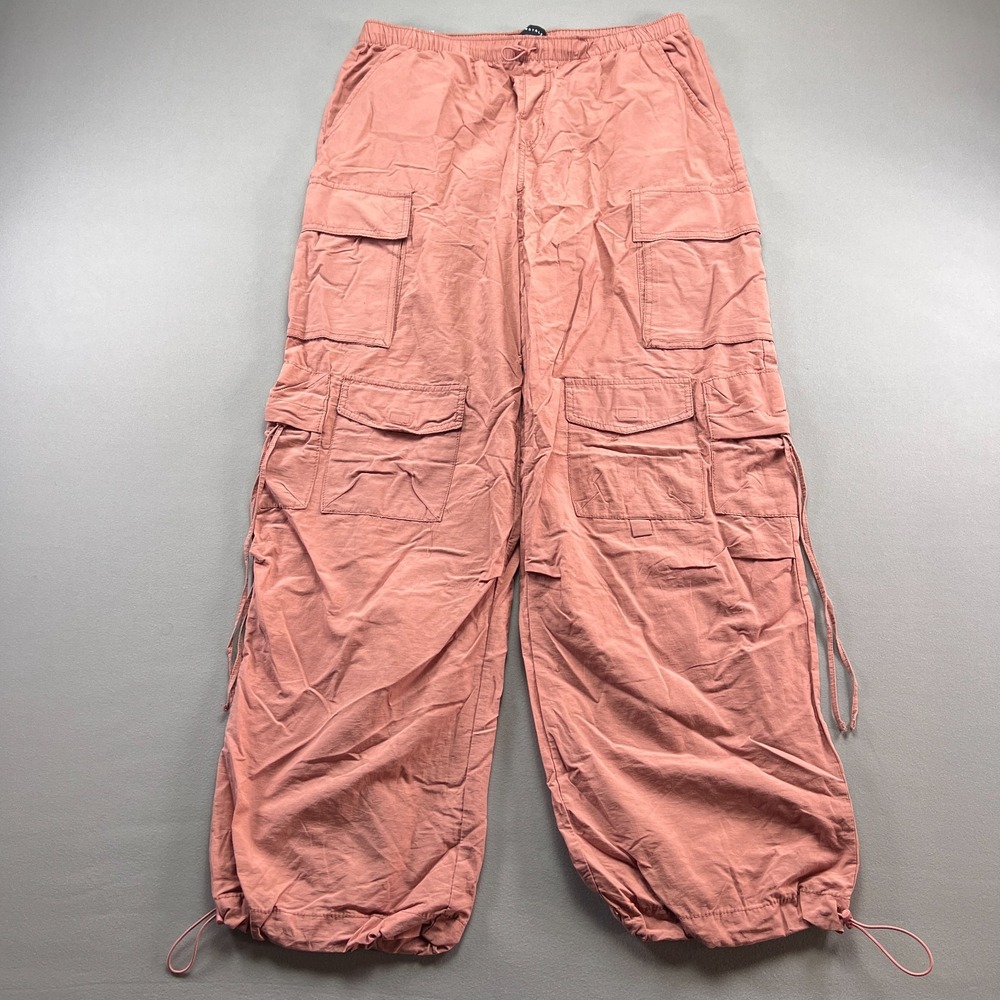 Aéropostale Parachute Cargo Pants Womens L Pink Relaxed Fit High Rise Baggy Leg